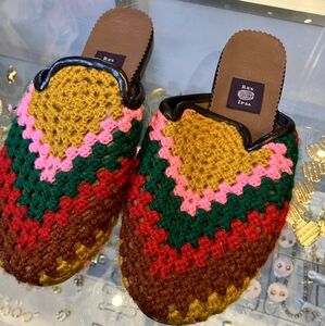 Multicolor Crochet Slip-On Shoes